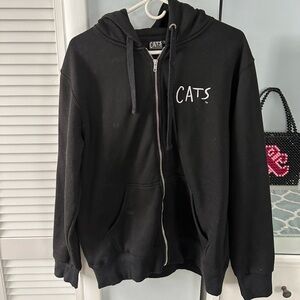 Cats Musical Black Zip Up Hoodie Unisex